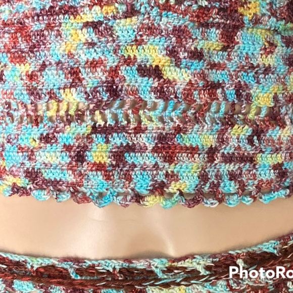 OOAK Tie Dye Crochet Crop Top Handmade Adjustable One Size fits S-L - Picture 8 of 16